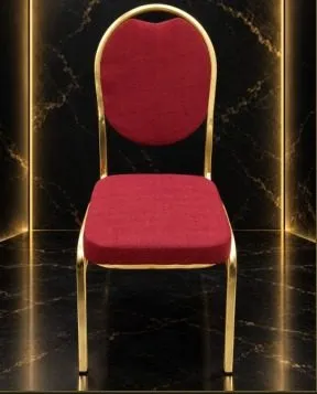 كرسي مناسبات بمقعد وظهر أحمر وإطار معدني ذهبي